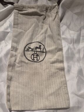 Hermès Drawstring Dust Bag - Cream with Brown Logo